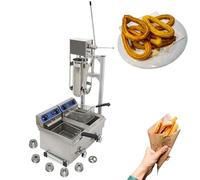 Churrera manual comercial con freidora, churrera de 7L para donas españolas eléctrica 10L/20L, 6 boquillas, relleno acero inoxidable para postres y rosquillas, ideal restaurantes o uso