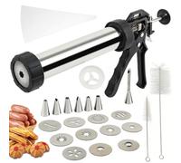 Churreras para Churros Acero Inoxidable,Prensa de Repostería para Galletas,Máquina para Hacer Churros con 9 Plantilla,11 Boquilla y Cepillar,Biscuit Maker Machine para Churro Galletas Salchicha