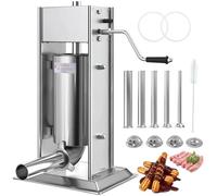 Churro Maker, Churrera comercial con 4 boquillas y 5 tubos de salchicha, máquina de manivela para donas y relleno de salchichas, opciones de 3L/5L/7L