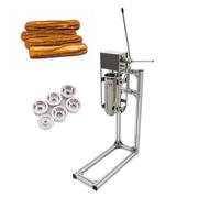 Churro Maker Machine, manivela de mano de acero inoxidable profesional Churro Stuffer con 6 boquillas y soporte, churrera vertical manual para uso doméstico