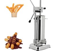 Churro Maker Manual, Churrera Española Vertical 2L/3L con 5 Boquillas Intercambiables, Prensa de Masa de Manivela para Churros, Donuts, Panadería, Uso Comercial en Restaurantes, Acero Inoxidable 3L