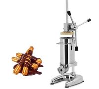 Churro Maker Manual, Churrera Española Vertical 2L/3L con 5 Boquillas Intercambiables, Prensa de Masa de Manivela para Churros, Donuts, Panadería, Uso Comercial en Restaurantes, Acero Inoxidable 2L