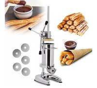 Churro Maker - Máquina de churrera vertical de acero inoxidable - Llenadora manual con 5 moldes para restaurante, hotel, uso doméstico