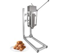 Churro manual de alta resistencia y relleno de rosquillas, acero inoxidable con 6 boquillas y soporte en forma de L, ideal para postres españoles, 3L, 5L, 7L