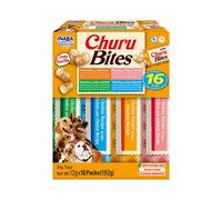 INABA Churu Bites Snack para Perros, bocados de Pollo en 4 variedades de sabores - 16 Barras x 12 g - Comida para Perros Suave y Deliciosa - Alimento para Perros sin conservantes ni colorantes