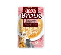 Churu Broth Sopa de Pollo con Salmón Sobres de Comida Húmeda para Gatos - 12 Sobres x 40 gr