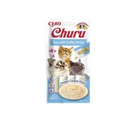 Churu Cat Atún con Vieira 4x14g - Snack Cremoso Premium para Gatos con Sabor a Marisco