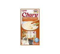 Churu Cat Pollo con Ternera 4x14g - Snack Cremoso Natural para Gatos con Doble Sabor