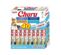 INABA Churu - Premios Puré para Gatos - 4 Sabores de Atún - Deliciosos Snacks para Felinos - Textura Blanda y Cremosa - Ideal Adiestramiento - 40 Tubos x 14g
