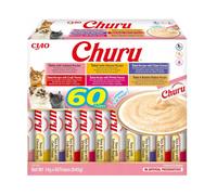 INABA Churu Box - Premios para Gatos - Snacks Saludables a Base de Atún, Varios Sabores - Textura Cremosa - Sin Cereales, Conservantes, Colorantes - 60x14g