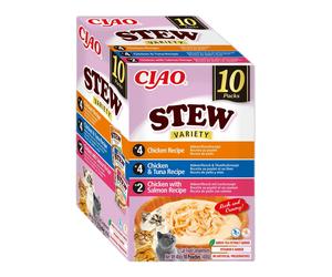 Churu CIAO Stew Multipack Pollo, Atún y Salmón para Gatos 10 x 40 gr