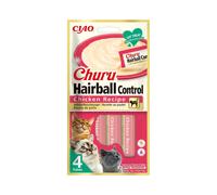 CHURU Control de Bolas de Pelo de Pollo (4X14 Gr) - Comida y como Snack para Gatos Adultos