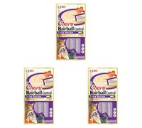 Churu Hairball Control Gatos - Snacks para prevenir Las Bolas de Pelo- Receta de Atún - Promueve una digestión Saludable - 56g (4 Tubos x14g) (Paquete de 3)