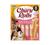 CHURU Rolls Perros de Pollo con Salmón (8x12 gr) - Snack Húmedo para Perros