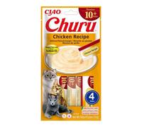 INABA Churu Senior Gatos - Deliciosos Snacks para Gatos Mayores 10+ años - Textura Suave y Cremosa - Receta de Pollo 14x4 Tubos (56g)