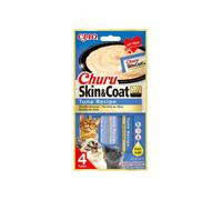 INABA Churu Skin&Coat para Gatos - Snack Cremoso para el Cuidado de la Piel y el Pelaje - Receta Saludable de Atún - Enriquecido con Omega 3 y 6, Taurina y Vitamina E - 56g (4 x 14 g)
