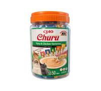 CHURU Variedad Atún y Pollo (50x14 gr) - Snack Húmedo para Gatos Adultos con Atún y Pollo, en Humedad, Sin , con y E