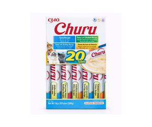 CHURU Variedad de Atún (20x14 gr) - Snack Húmedo para Gatos (Atún, Atún con Pollo, Atún con y Atún con Queso)