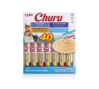 CHURU Variedad de Atún (40x14 gr) - Snack Húmedo para Gatos (Atún, Atún con Ternera, ATún con de y Atún con sabor a )