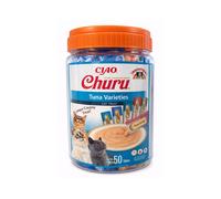CHURU Variedad de Atún (50x14 gr) - Snack para Gatos Adultos con Atún, Pollo y Salmón sin y de Humedad