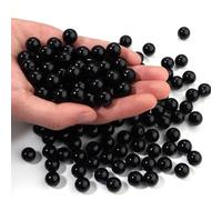 Chuyau 60 cuentas de perlas negras de 16 mm con agujero redondo para manualidades de perlas sueltas para hacer joyas, cuentas de perlas falsas para pulseras, collares, aretes, llaveros, accesorios,