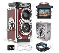 CHUZHAO Cámara Digital Retro 1080P FHD Video 12MP Autofocus Retro Cámara con Tarjeta de 16G Doble Filtro Cámara de Foto, USB Compacto Vintage Cámara Digital para Principiantes, Adolescentes Niños