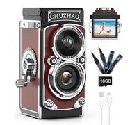 CHUZHAO - Cámara digital retro TLR, mini apunta y dispara con video FHD de 1080P, enfoque automático de 12 MP, cámara de viaje de bolsillo con tarjeta de 16 GB, regalo para niños, adolescentes y