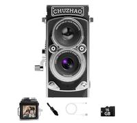 CHUZHAO - Mini cámara Digital clásico, Estilo TLR portátil con Punta y Disparo, Bolsillo pequeño Compacto 1080P FHD Video 12MP Autofocus Vlogging Cámara con Tarjeta de 16 GB para Principiantes,
