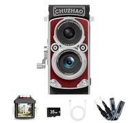 CHUZHAO - Mini cámara digital vintage, estilo TLR portátil, apunta y dispara, compacta, bolsillo pequeño, 1080P, FHD, video de 12 MP, cámara de vlogging con enfoque automático con tarjeta de 16 GB
