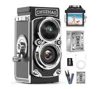 CHUZHAO Mini Cámara Retro Vintage 12MP 1080P FHD Cámara Digital TLR Autofocus Cámara de fotos con tarjeta de memoria de 16 GB Cámara compacta portátil para niños adolescentes estudiantes principiantes