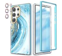 Chvelop Funda para Samsung S23 Ultra con Parachoques [SIN Protector de Pantalla] y Protector de Cámara con Purpurina, Protección TPU Antigolpes, Antiamarillamiento Funda Galaxy para S23 Ultra, Azul