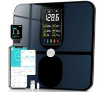 CHWARES Báscula de Baño, Bascula Inteligente Digital con Pantalla VA Grande, Báscula Peso Grasa Corporal Recargable, Bascula Analizadora de Composición Corporal con 15 Métricas, Negro