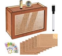 CHWNIBAY Hucha de Madera,Caja de Ahorro Reutilizable,con Pegatinas y Bolígrafo,Hucha con Contador,Ayudar a los Adultos y los Niños a Desarrollar el Hábito de Ahorrar(€500-€10,000)