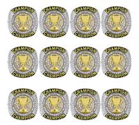 CHXIXUE Paquete de 12 anillos de campeonato de béisbol, fútbol, baloncesto, fútbol, hockey, clase secundaria, universidad, bolos, campeón, copa de campeón, anillo de trofeo para regalo de torneo, 8
