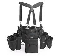Chyaidach 16-Pockets Tool Belts for man with Suspenders, Detachable & Adjustable Tool Pouches Bag & Back Support Tool belt Combo For Electrician/Carpenter/Construction/Framers/Handyman