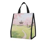 CHYDANY A Park with Cherry Blossoms in Full Bloom Bolsa de comestibles, aislada y fresca, bolsa de mano, plegable y reutilizable, bolsa de almuerzo para comestibles, trabajo, fiesta, viajes, picnic