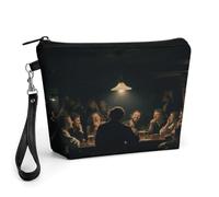 CHYDANY A Party in A Tavern - Bolsa de maquillaje de piel sintética, bolsa de maquillaje con asa y cremallera, bolsa de cosméticos para madre, amigos y mujeres, 8.9 x 2.6 x 5.7 pulgadas