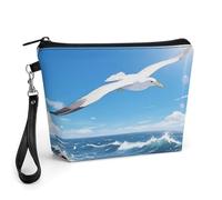 CHYDANY Albatros in The Sky - Bolsa de maquillaje de piel sintética, bolsa de maquillaje con asa y cremallera, bolsa de cosméticos para madre, amigos y mujeres, 8.9 x 2.6 x 5.7 pulgadas