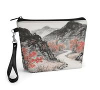CHYDANY Ancient Road in The Autumn Mountains - Bolsa de maquillaje de piel sintética, bolsa de maquillaje con asa y cremallera, bolsa de cosméticos para madre, amigos y mujeres, 8.9 x 2.6 x 5.7