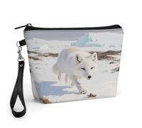CHYDANY Arctic Foxes - Bolsa de maquillaje de piel sintética, bolsa de maquillaje con asa y cremallera, bolsa de cosméticos para madre, amigos y mujeres, 8.9 x 2.6 x 5.7 pulgadas