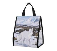 CHYDANY Arctic Foxes on The Tundra - Bolsa de comestibles, aislada y fresca, bolsa de mano, plegable y reutilizable, bolsa de almuerzo para comestibles, trabajo, fiesta, viajes, picnic, 10.6 pulgadas