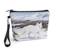 CHYDANY Arctic Foxes on The Tundra - Bolsa de maquillaje de piel sintética, bolsa de maquillaje con asa y cremallera, bolsa de cosméticos para madre, amigos y mujeres, 8.9 x 2.6 x 5.7 pulgadas