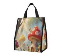 CHYDANY Bolsa de comestibles con diseño de bosque de setas de elfo, aislada y fresca, bolsa de mano, plegable y reutilizable, bolsa de almuerzo para comestibles, trabajo, fiesta, viajes, picnic, 10.6