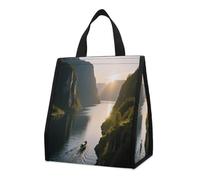 CHYDANY Fjord Under The Sun - Bolsa de comestibles, aislada y fresca, bolsa de mano, plegable y reutilizable, bolsa de almuerzo para comestibles, trabajo, fiesta, viajes, picnic, 10.6 pulgadas de alto