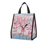 CHYDANY Flamingos on The Beach - Bolsa de comestibles, aislada y fresca, bolsa de mano, plegable y reutilizable, bolsa de almuerzo para comestibles, trabajo, fiesta, viajes, picnic, 10.6 pulgadas de