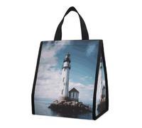 CHYDANY Light House Ocean - Bolsa de comestibles, aislada y refrigeradora, bolsa de mano, plegable y reutilizable, bolsa de almuerzo para comestibles, trabajo, fiesta, viajes, picnic, 10.6 pulgadas de