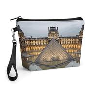 CHYDANY Louvre Museum in Paris - Bolsa de maquillaje de piel sintética, bolsa de maquillaje con asa y cremallera, bolsa de cosméticos para madre, amigos y mujeres, 8.9 x 2.6 x 5.7 pulgadas