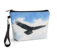 CHYDANY Una bolsa de maquillaje de águila, piel sintética, bolsa de maquillaje con asa y cremallera, bolsa de cosméticos para madre, amigos y mujeres, 8.9 x 2.6 x 5.7 pulgadas