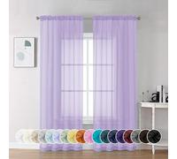 Chyhomenyc 2 paneles de cortinas traslúcidas color lila de 84 pulgadas de largo, cortinas traslúcidas de gasa suave y aireada con bolsillo para barra, para ventana de dormitorio, sala de estar, 42