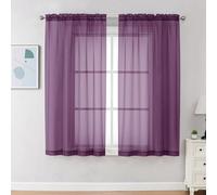 Chyhomenyc 2 paneles de cortinas traslúcidas de color ciruela de 63 pulgadas de largo, con dobladillo para barra, elegantes cortinas para sala de estar y dormitorio, 2 paneles (ciruela, 42 pulgadas de